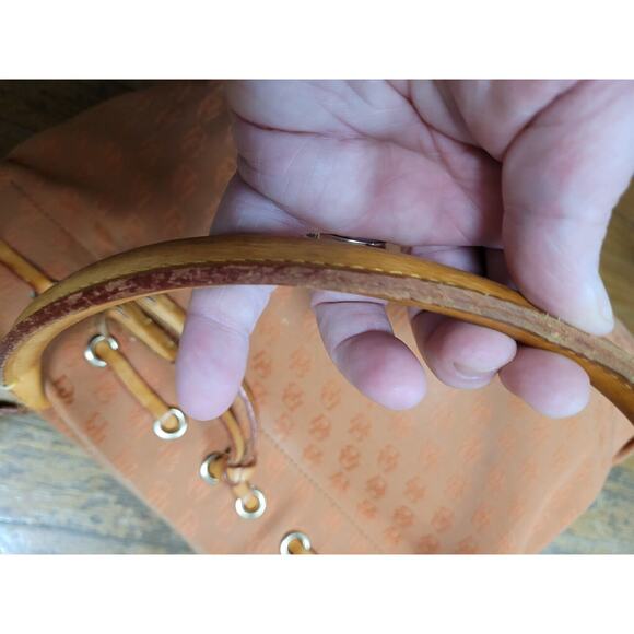 Dooney and Bourke Large Purse Orange Signature DB Canvas Leather Vintage Brown - Picture 11 of 16